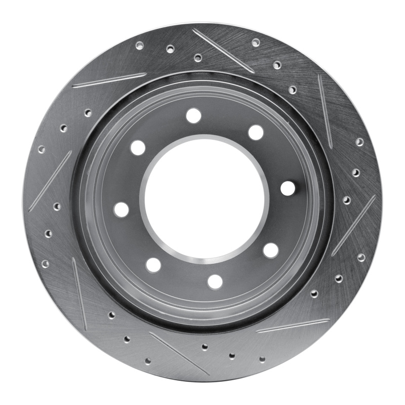 Cadillac DTS Brake Rotor (1) - Rear Left - R1 Concepts - Drilled & Slotted - Silver - `00-`11
